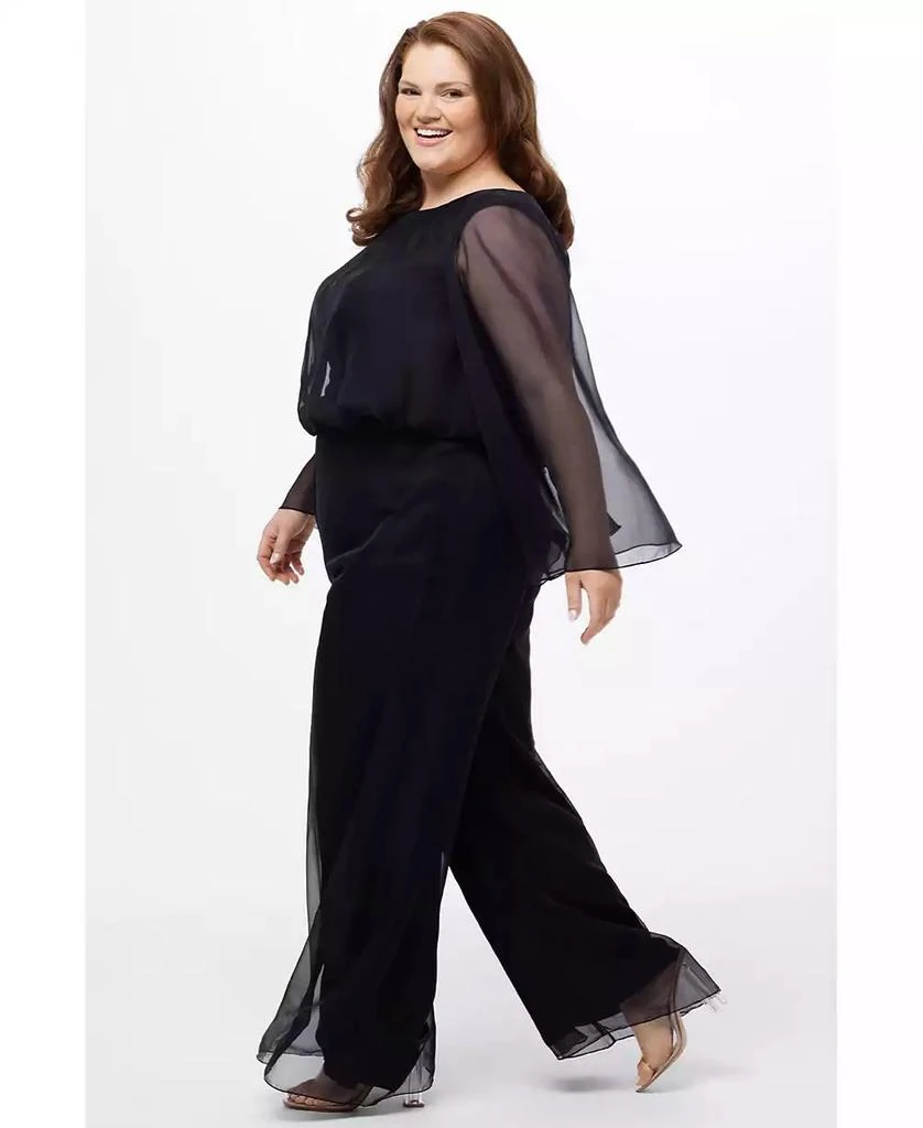Celebrations by Sydney's Closet Women's Scoop Neck Wide Leg Jumpsuit with Sleeves 2