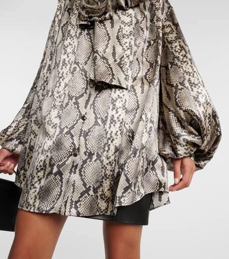 Balmain Snake-print tie-detail silk blouse 5