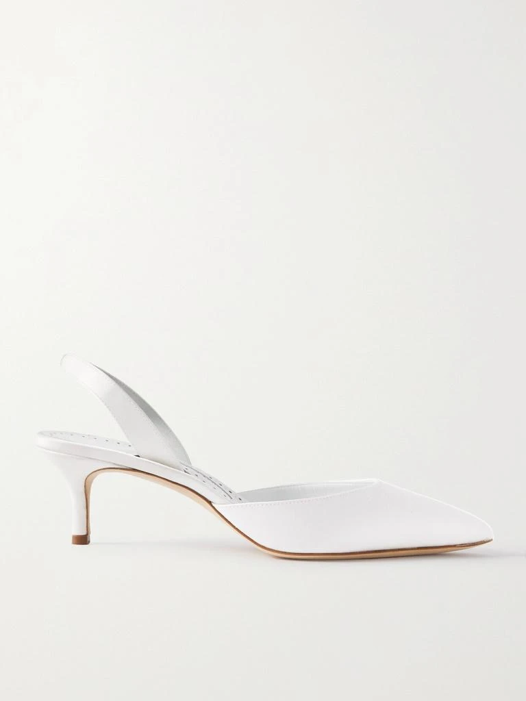 Manolo Blahnik Carolyne Bridal 50 缎布露跟高跟鞋  - IT35 1