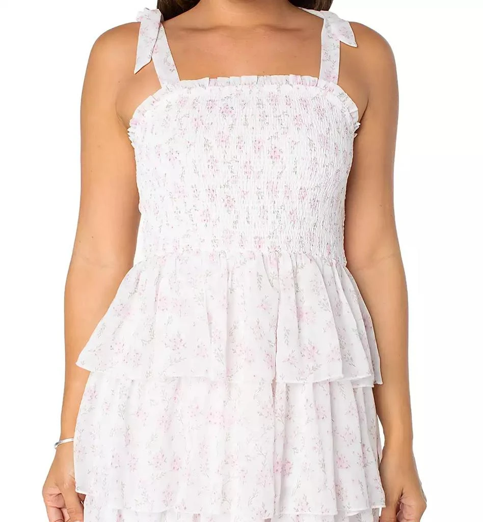 Celebrity Pink Juniors' Floral-Print Smocked Tiered Chiffon Mini Dress 8