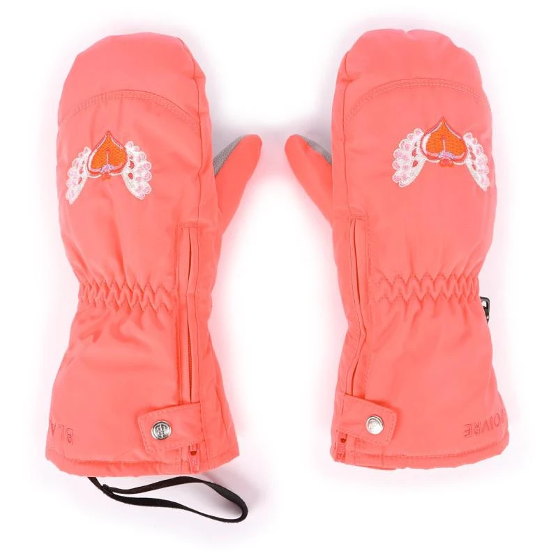 Poivre Blanc Love heart embroidery ski mittens in red 1