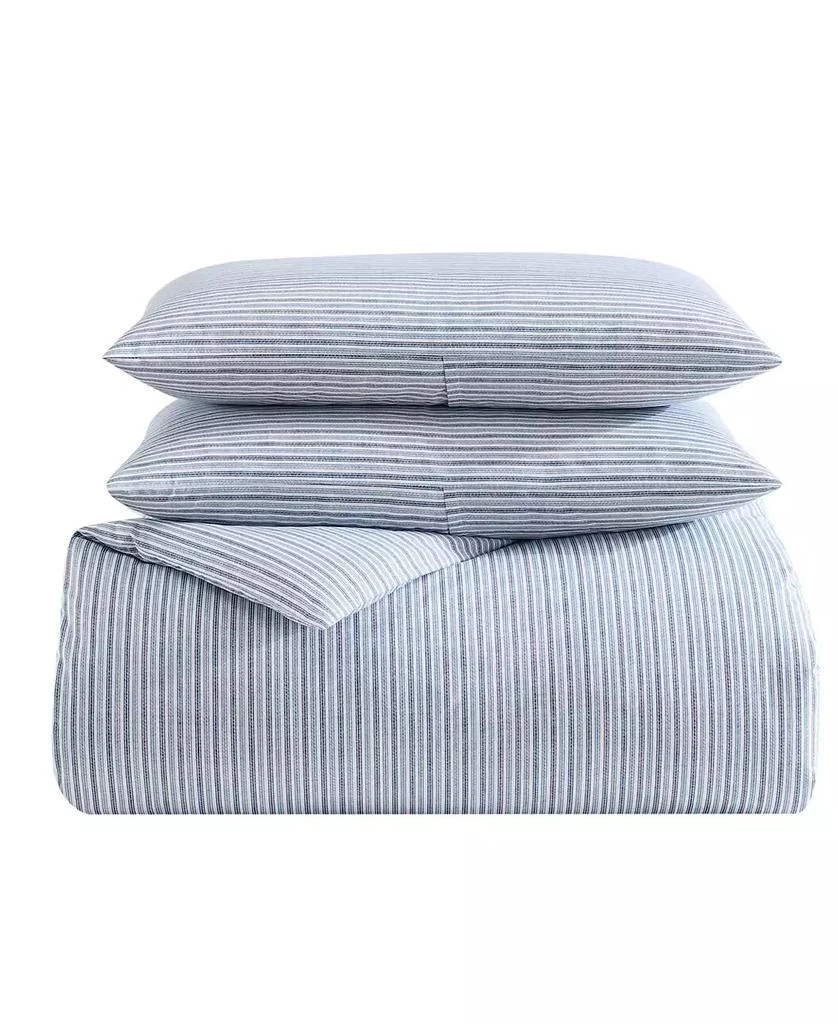 Eddie Bauer Ticking Stripe Cotton Percale 3 Piece Duvet Cover Set 3