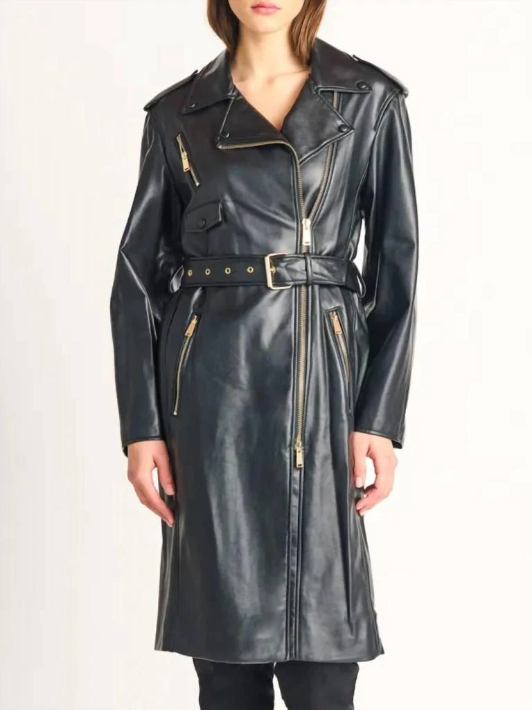 Dex Dex - Belted Faux Leather Coat 1