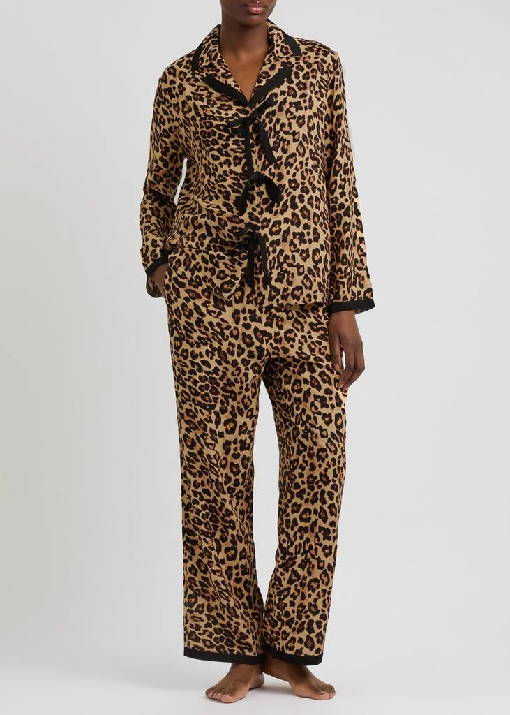 Sleeper The Bow leopard-print twill pyjama set 4