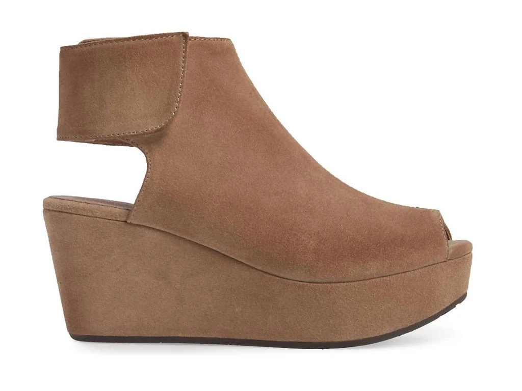 CHOCOLAT BLU Women's Peep Toe Wedge In Taupe Suede 1