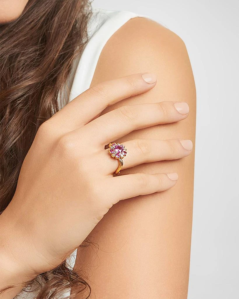 Mimi So 18K Rose Gold Wonderland Ballerina Ring with Pink Sapphire and Diamond Flower, Size 6 2