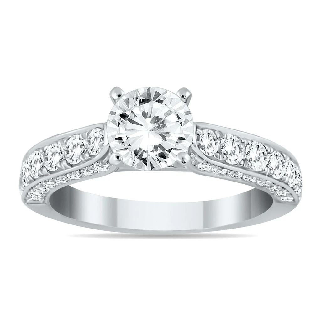 SSELECTS Ags Certified 1 7/8 Carat Tw Diamond Engagement Ring In 14K White Gold I-J Color, I2-I3 Clarity