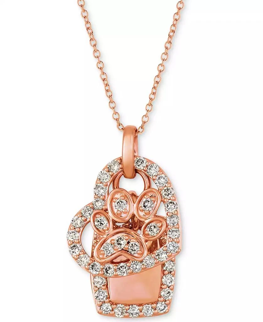 Le Vian Nude Diamond Dog Paw Heart 20" Pendant Necklace (7/8 ct. t.w.) in 14k Rose Gold 1