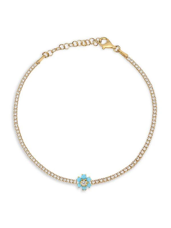 Gabi Rielle Color Forward 14K Yellow Gold Vermeil 
Turquiose Crystal Tennis Bracelet 1