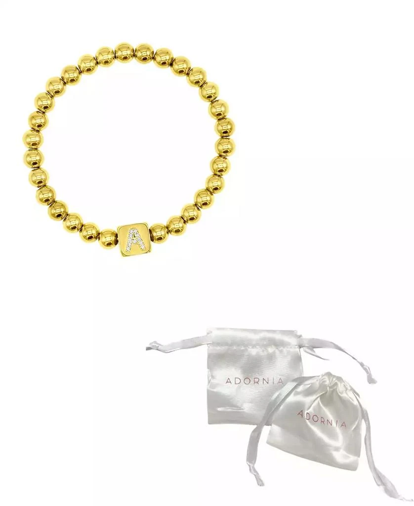 ADORNIA 14K Gold-Plated Initial Cube Stretch Bracelet 3