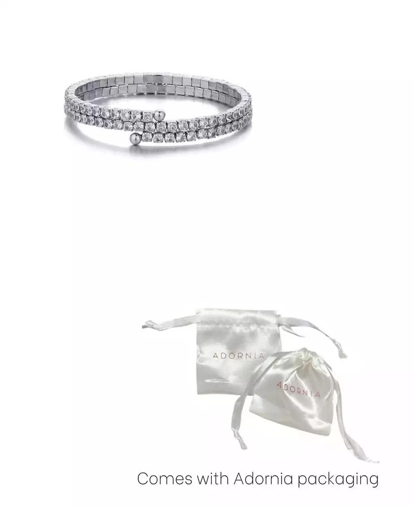 ADORNIA Silver Coil Stretch Crystal Tennis Wrap Bracelet 2