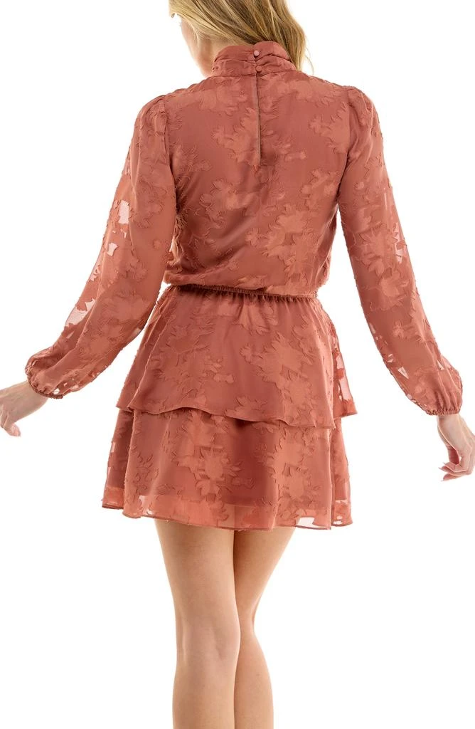 Socialite Floral Jacquard Long Sleeve Minidress 4