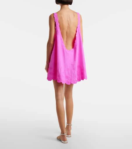 Juliet Dunn Embroidered cotton poplin beach cover-up 3