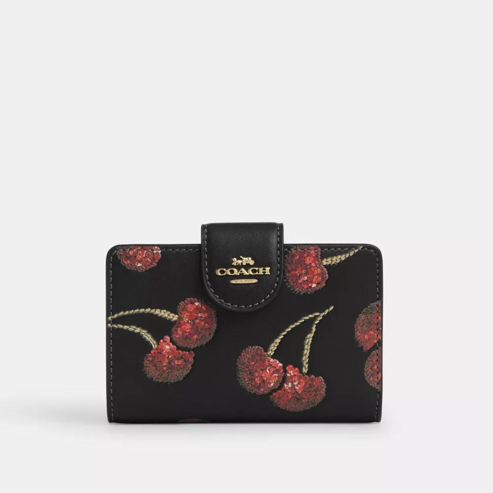 Coach Medium Corner Zip Wallet With Cherry Print