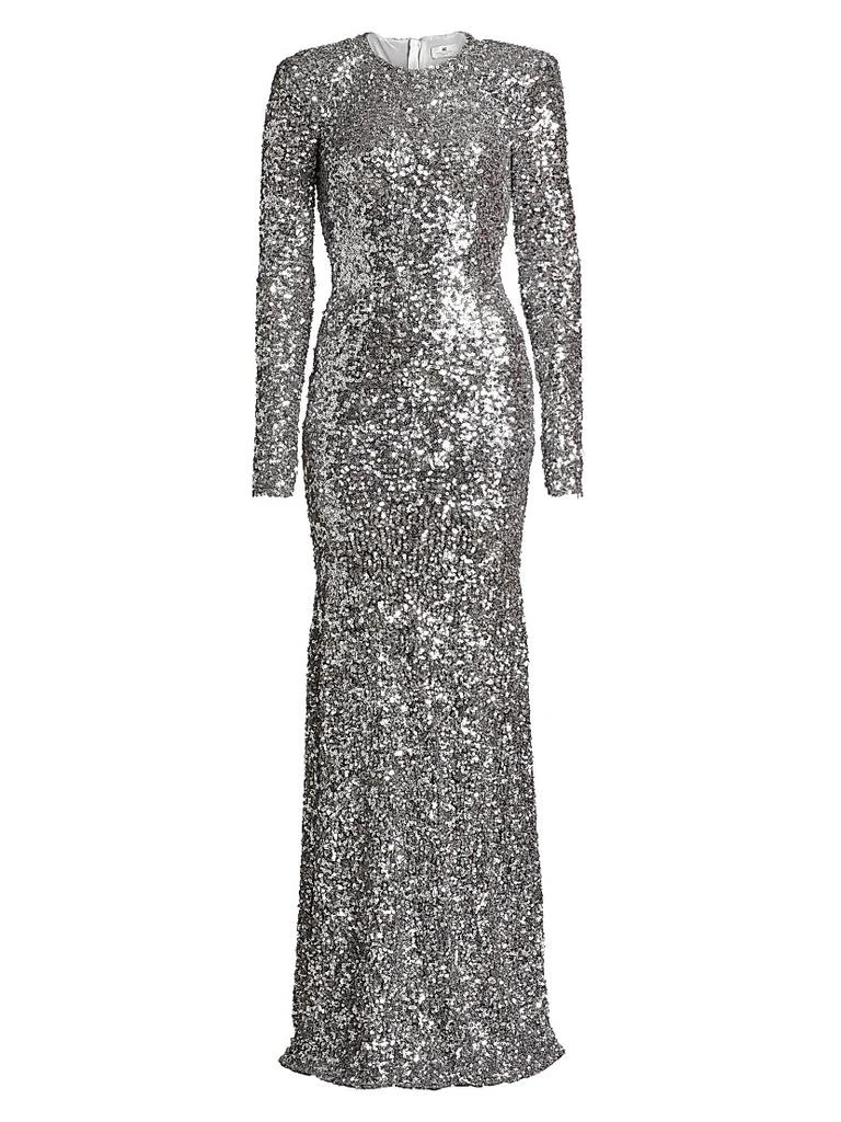 ELISABETTA FRANCHI Sequined Long-Sleeve Gown 1