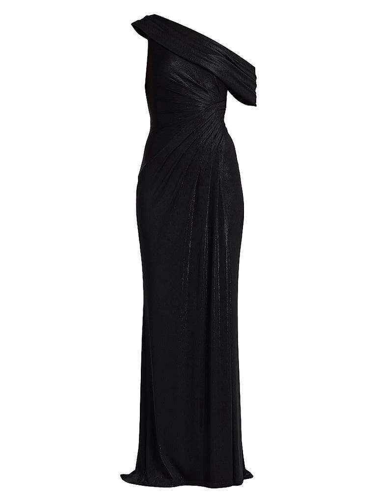 Tadashi Shoji Metallic Jersey Off-the-Shoulder Column Gown 1