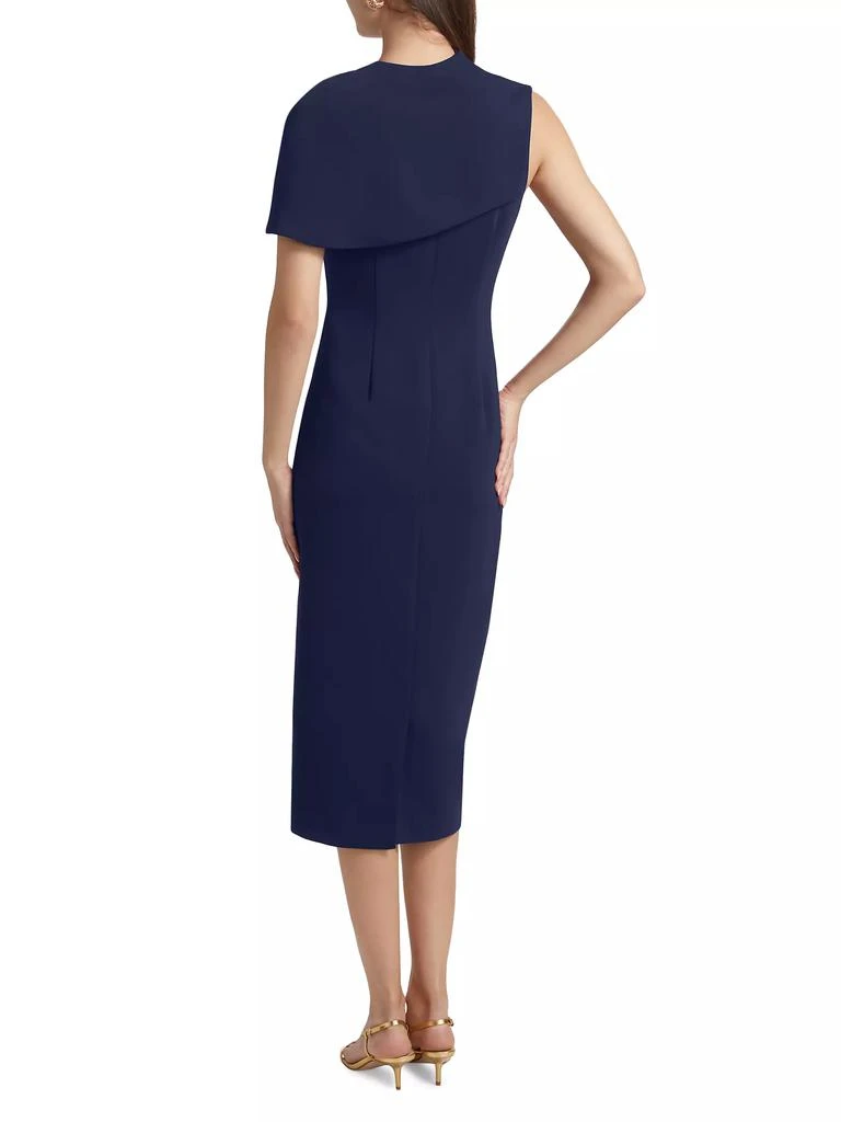 Badgley Mischka Stretch-Crepe Cape-Sleeve Midi-Dress 5