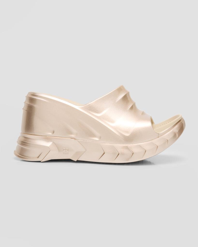 Givenchy Marshmallow Metallic Wedge Slide Sandals