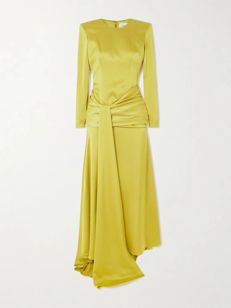 Alex Perry Draped Satin-crepe Gown - Chartreuse