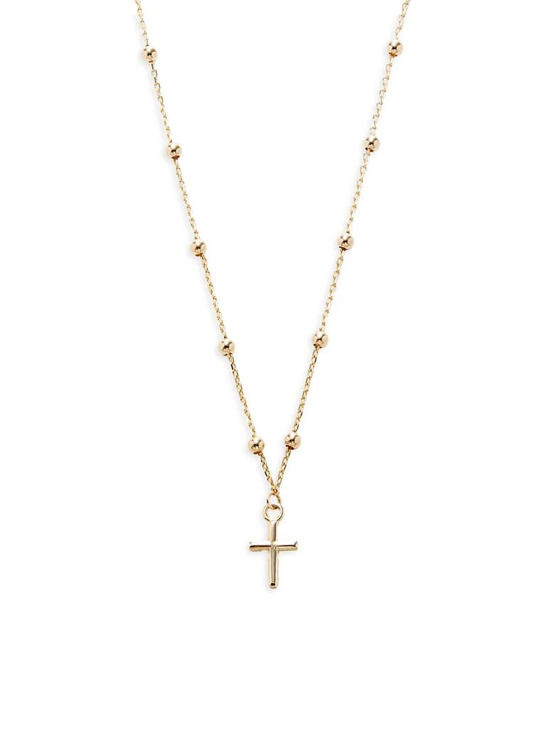 Saks Fifth Avenue 14K Yellow Gold Beaded Cross Pendant Necklace
