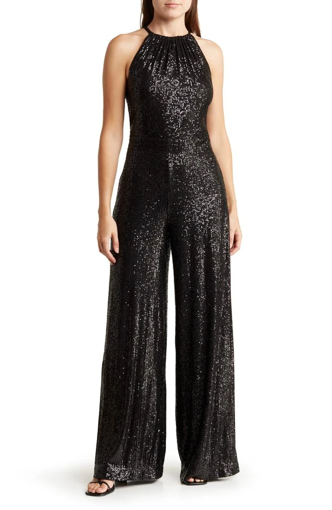 Max Studio Sequin Halter Wide Leg Jumpsuit 1