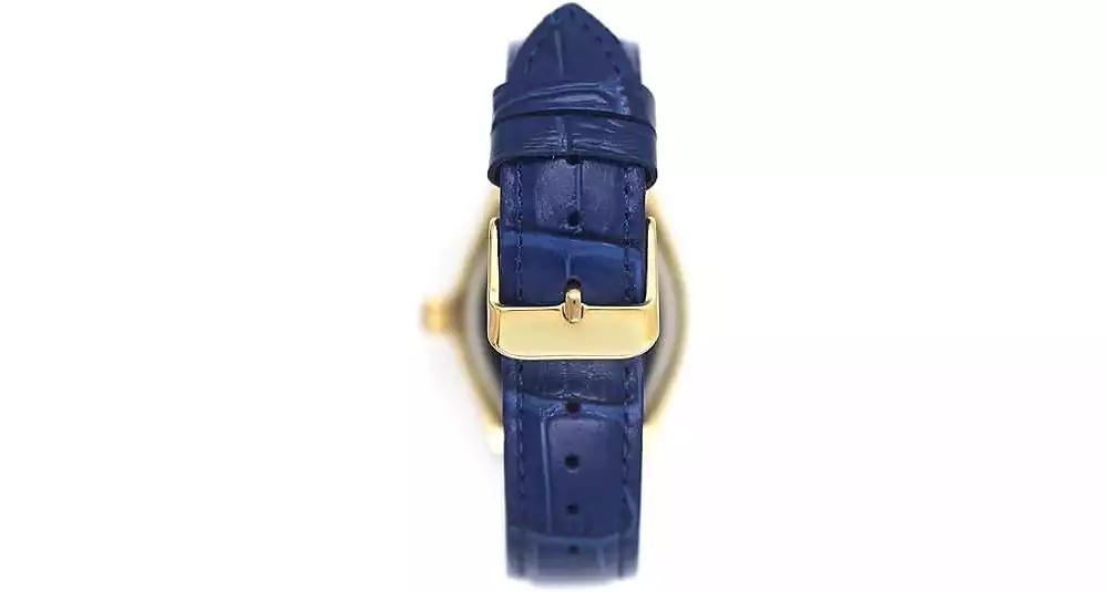 Peugeot Women's 36mm Blue Watch Barrel Shaped Tank Case Leather Strap
