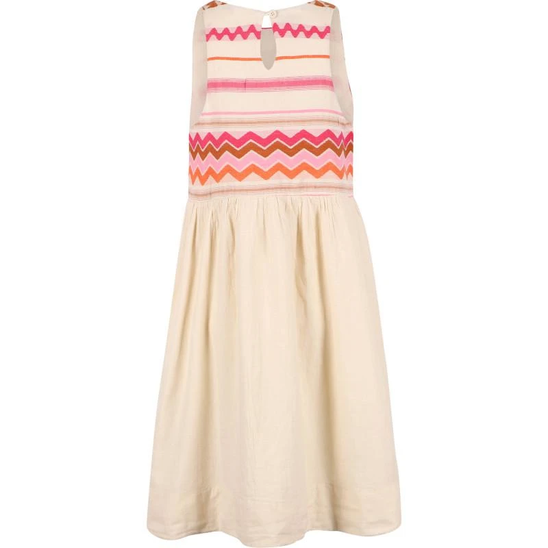 Devotion Geometric print cotton dress in cream and pink 2
