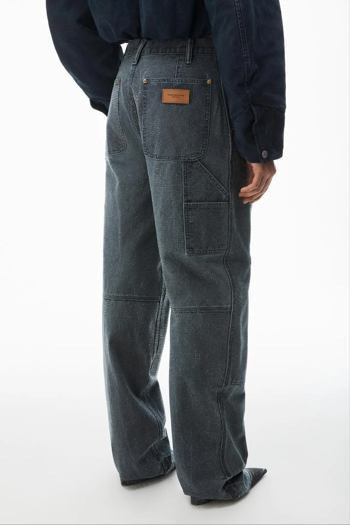 Alexander Wang crystal hotfix high waisted workwear carpenter pants in cotton 6