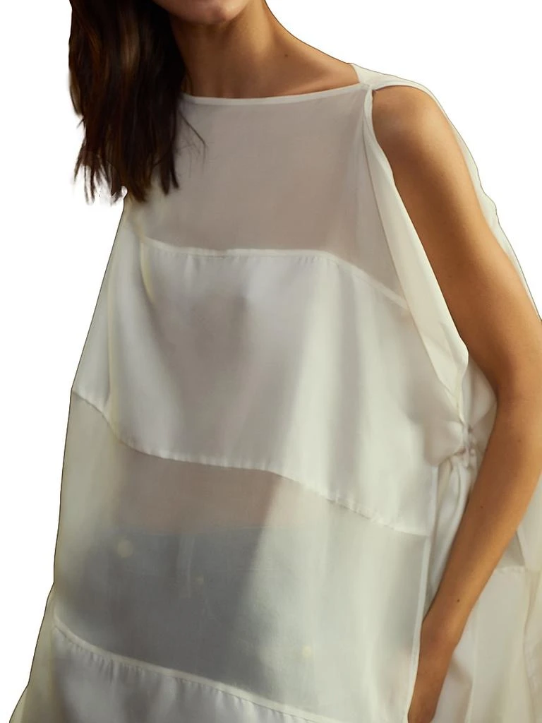 Cynthia Rowley Sheer-Paneled Silk Side-Tie Sleeveless Blouse 5