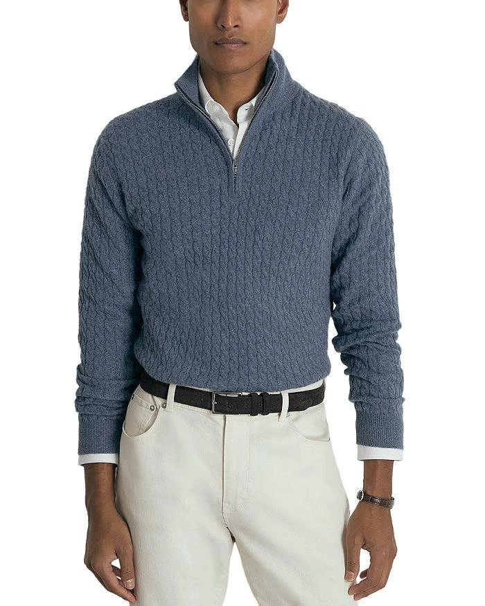 REISS Atelier Richmond Long Sleeve Half Zip Funnel Cable Cashmere Jumper 1