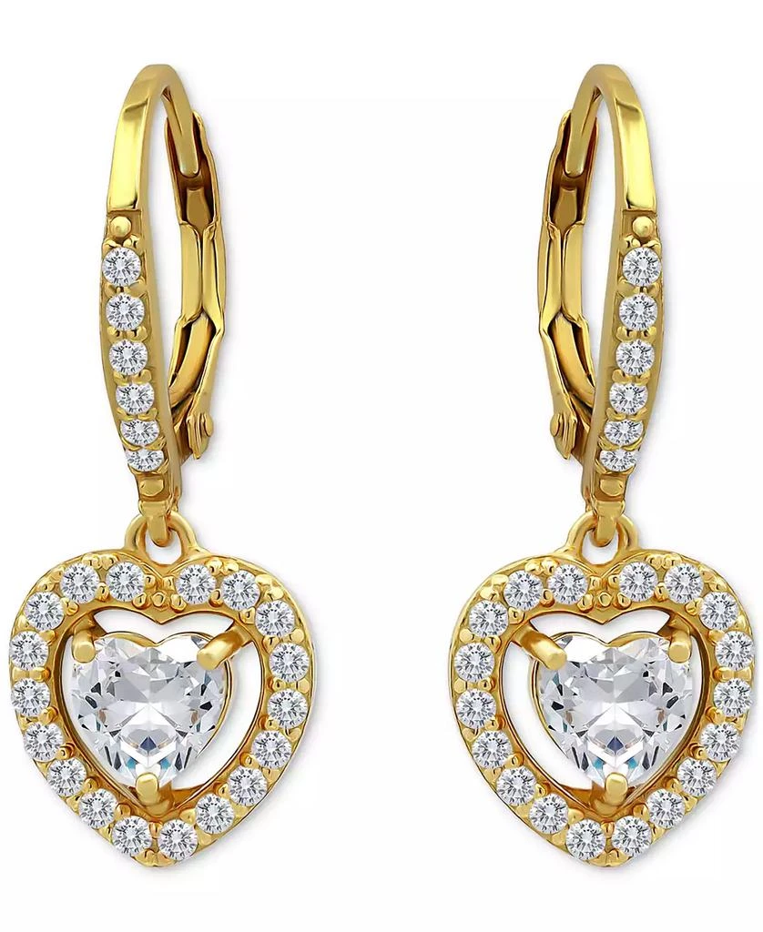 Giani Bernini Heart Earrings (2-1/8 ct.t.w) in 18K Gold Plated Sterling Silver, Macy
s Exclusive