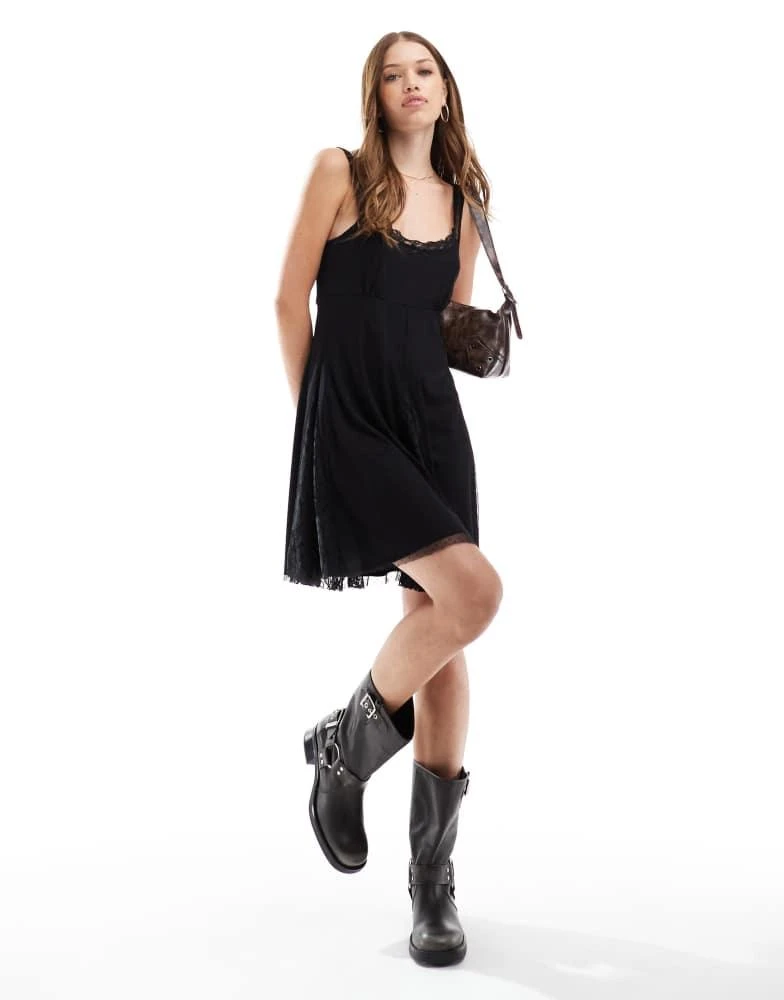 Reclaimed Vintage Reclaimed Vintage western babydoll smock dress in black 3