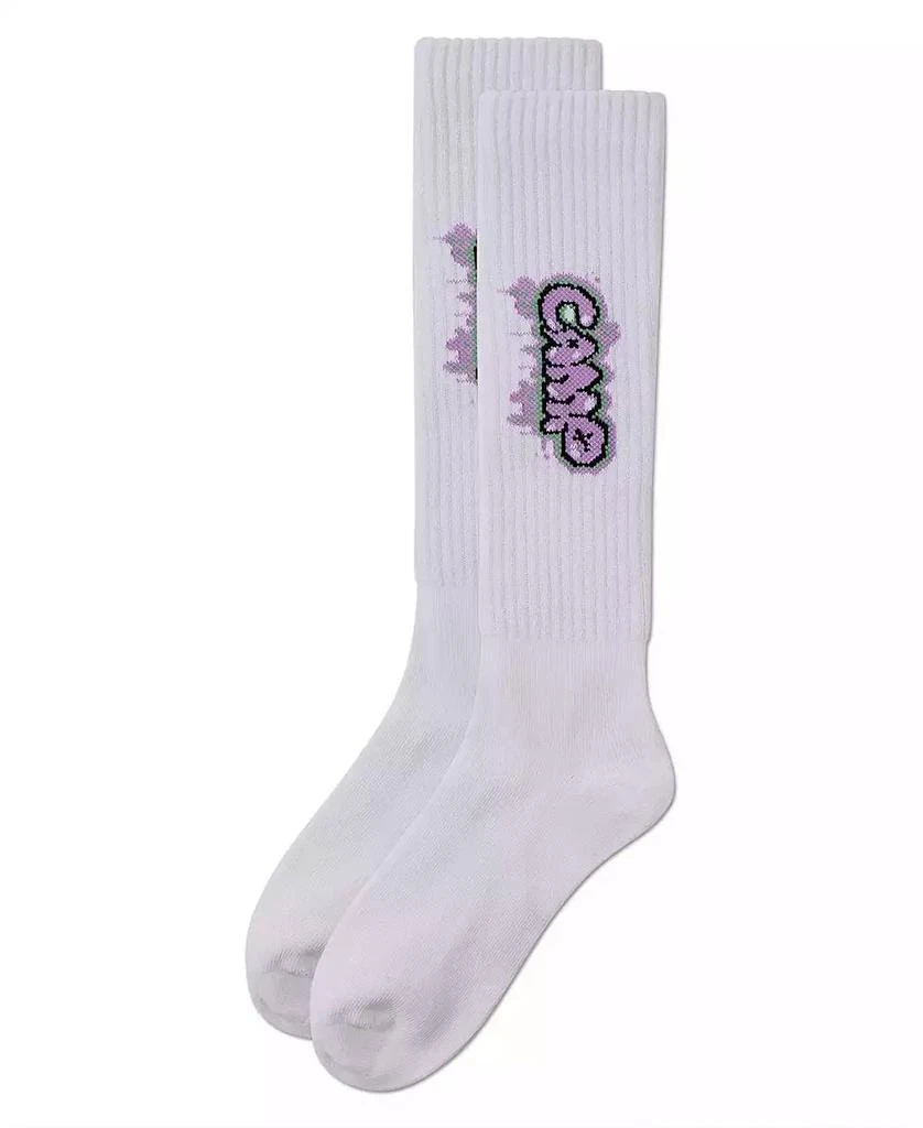 Memoi Girls Ribbed Cotton Blend "Graffiti Camp" Knee Sock 3