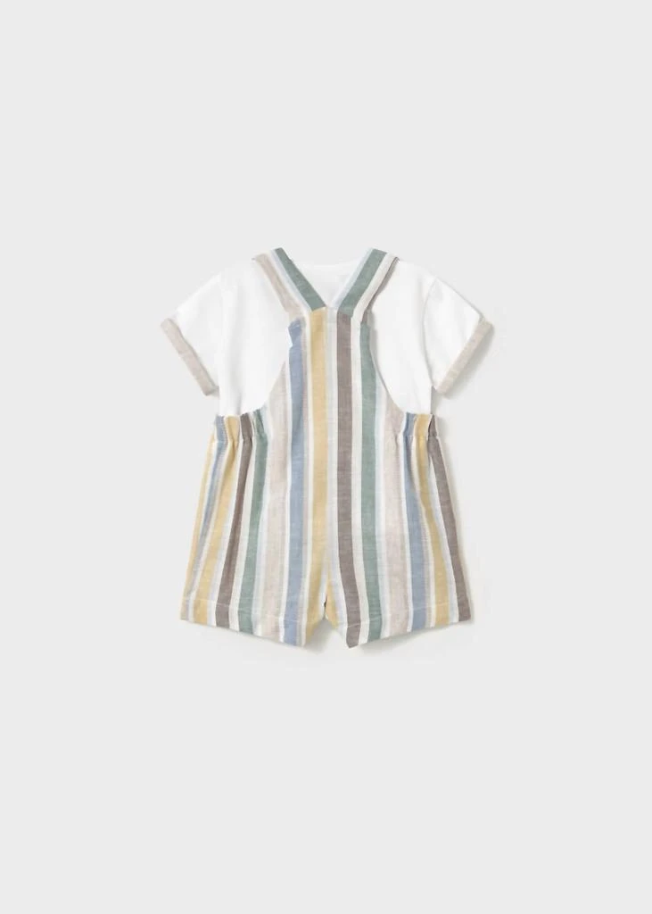 Mayoral Mayoral - Kid's Striped Linen Dungaree Set 2