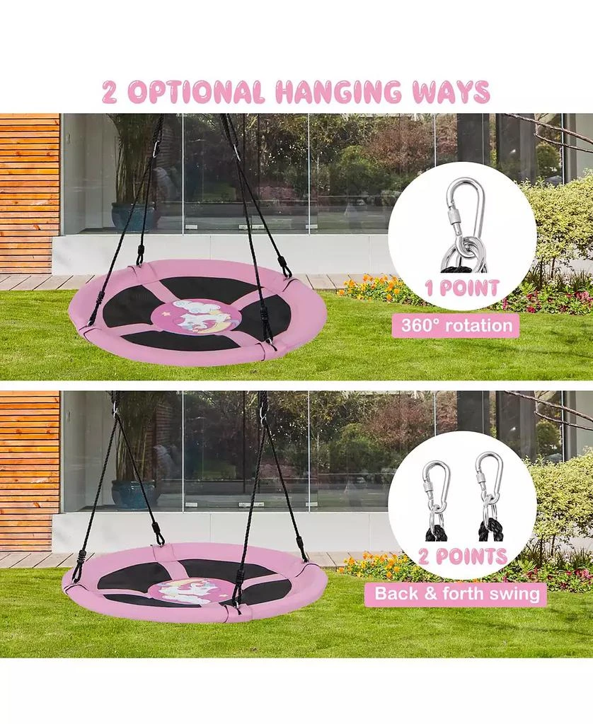 HONGGE 40 Inches Saucer Tree Swing Round with Adjustable Ropes and Carabiners 3