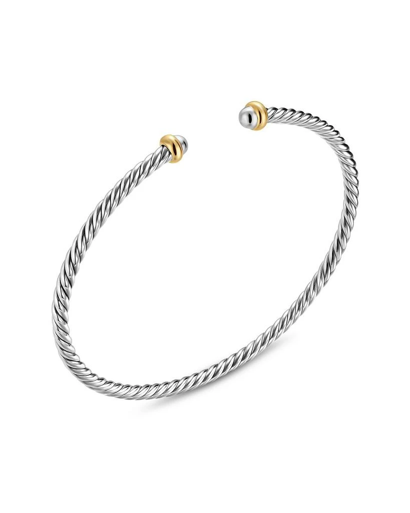 David Yurman Micro Cable Flex® Bracelet in Sterling Silver with 14K Yellow Gold, 2.6mm 2