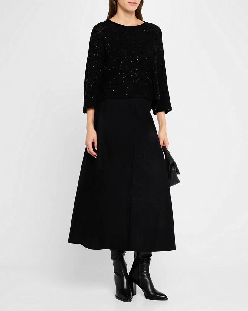 Eileen Fisher A-Line Boiled Wool Jersey Midi Skirt 2