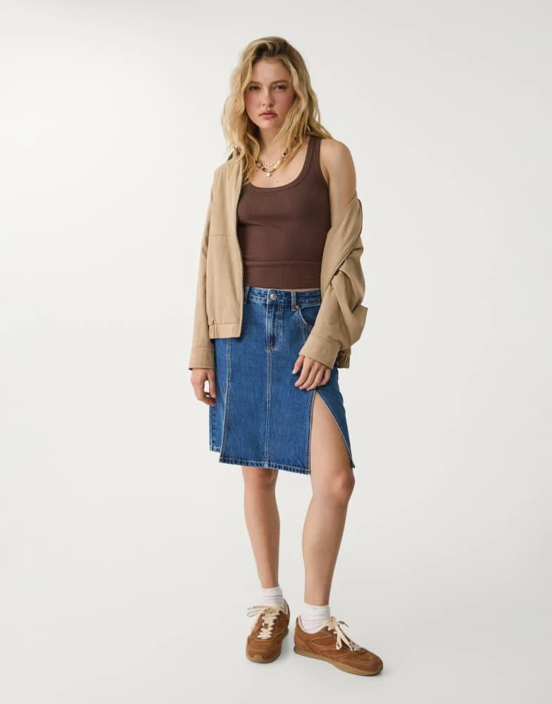Stradivarius Stradivarius strappy top in brown 4