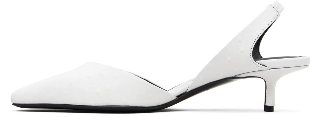 Loulou de Saison White Sully Ostrich-Effect Leather Slingback Heels 3