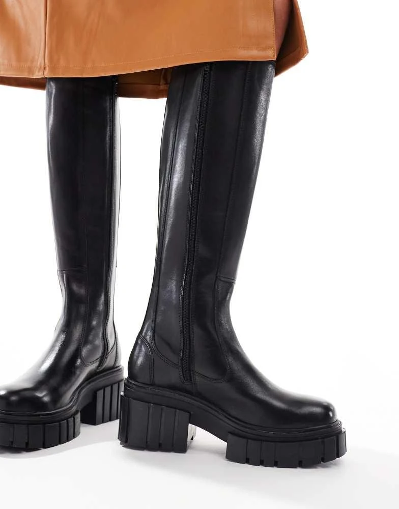 Off The Hook OFF THE HOOK 'BRENTWOOD' Stylish High-Knee Leather Boots in Black 3