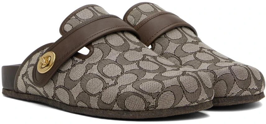Coach Brown Signature Jacquard Clogs 4
