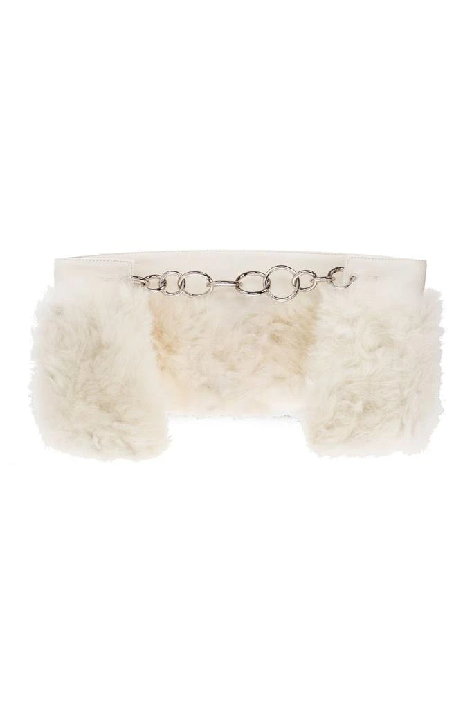 Jil Sander Jil Sander O-Ring Chain Linked Fur-Trimmed Scarf 1