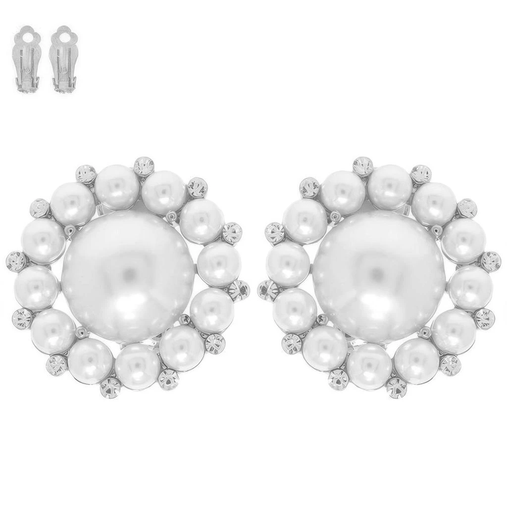 TRUEDAMES Pearl Bezeled Clip-on Earrings