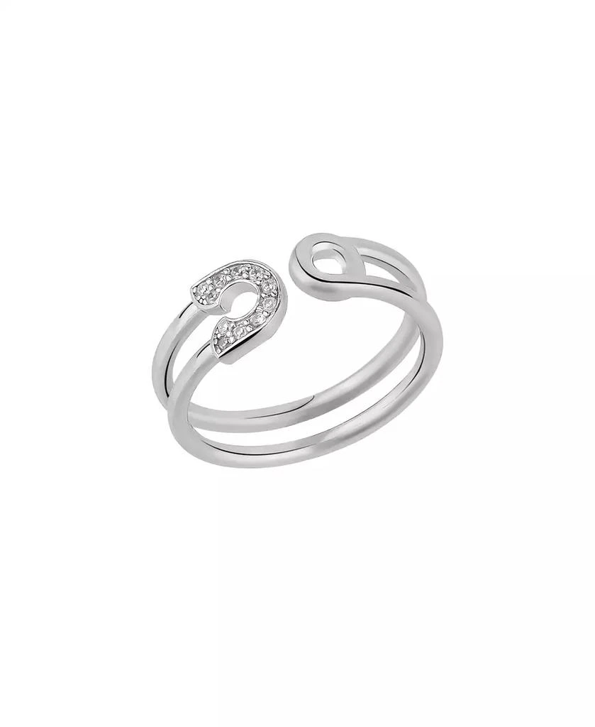 Spero London Sterling Silver Pave Jewelled Safety Pin Ring