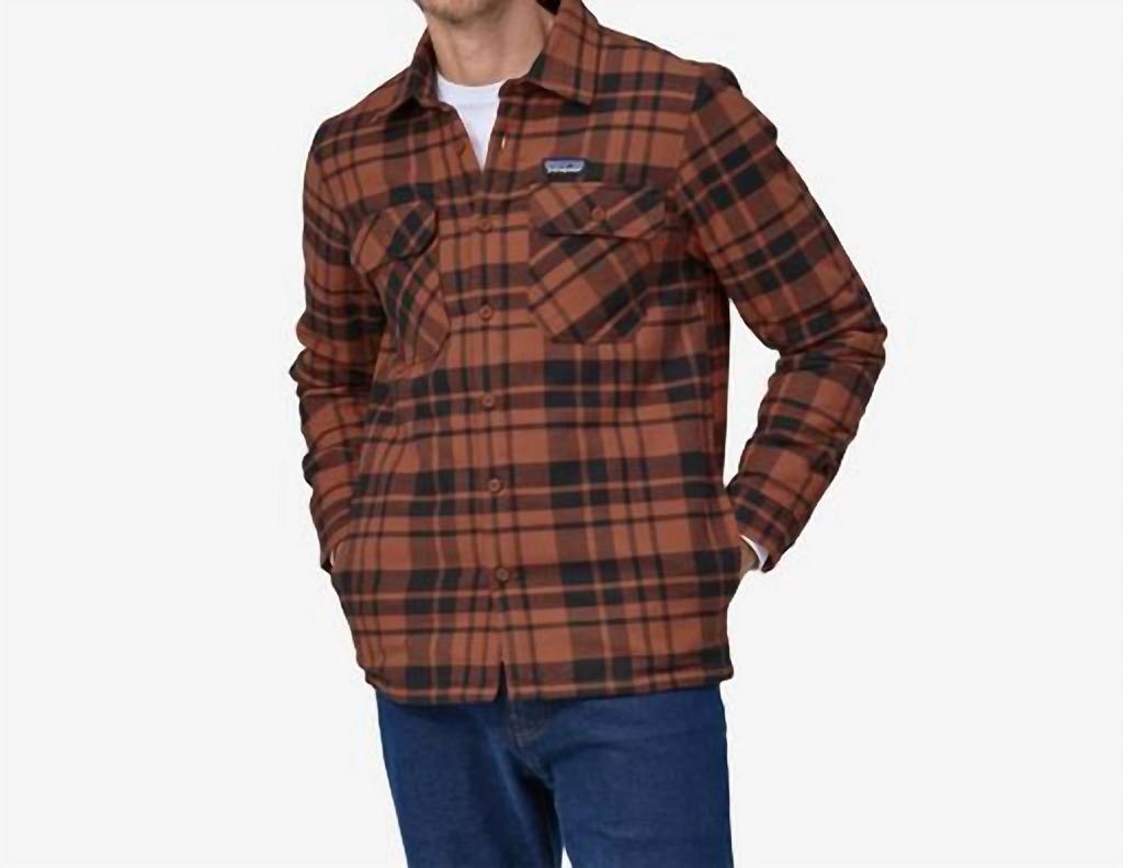 Patagonia Insulated Organic Cotton Midweight Fjord Flannel Shirt In Burl Red