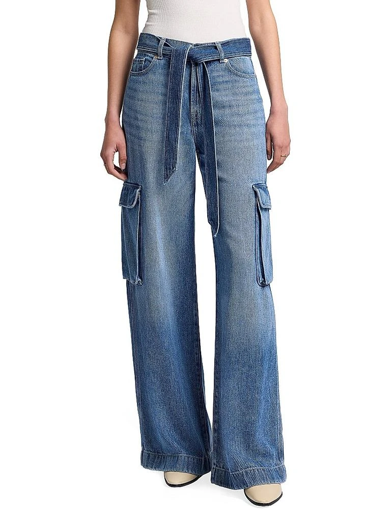 7 For All Mankind Denim Tie-Waist Cargo Palazzo Jeans 3