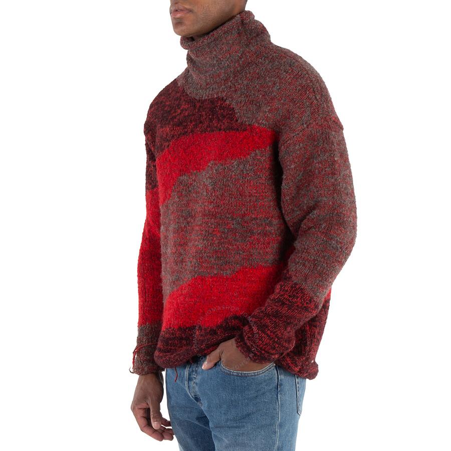 Viridi-Anne Viridi-Anne Men's Red Reversible Grunge Sweater, Brand Size 2  (Small)