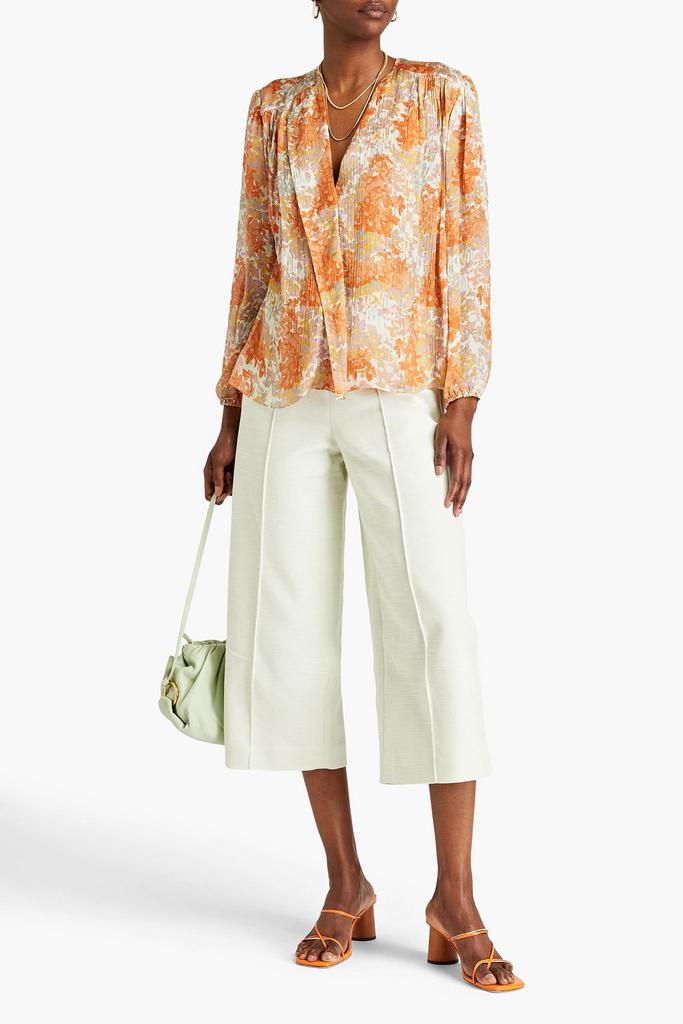 Vince Floral-print silk-crepon top