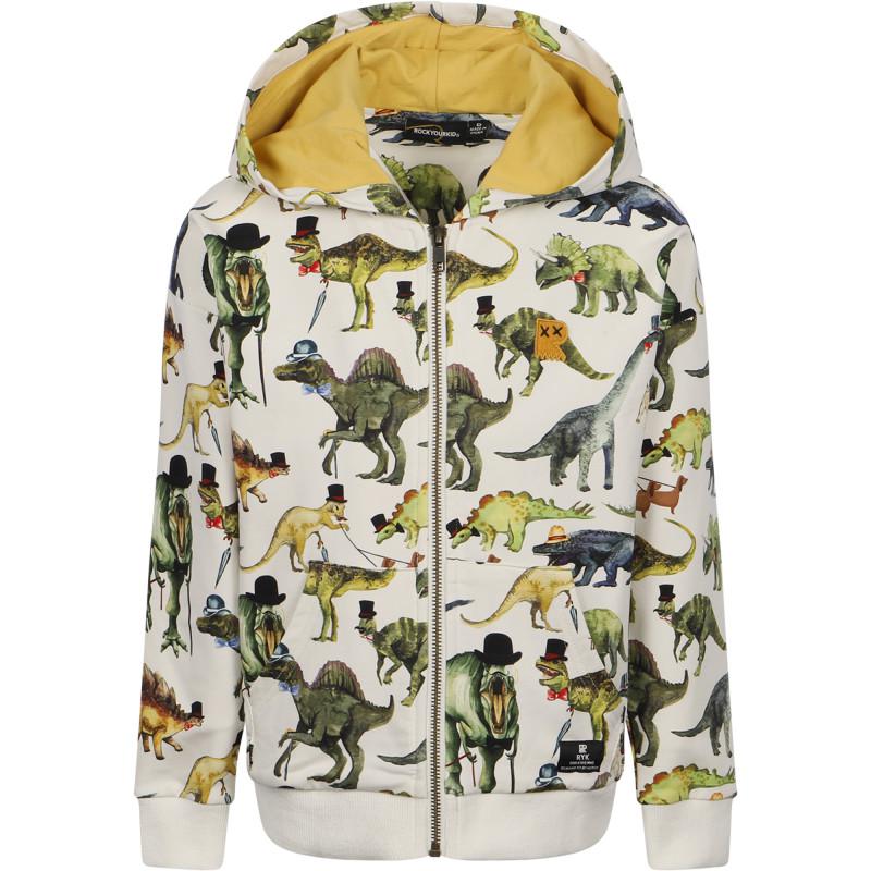 Rock Your Baby Gentlemen dinosaur hoodie in cream white