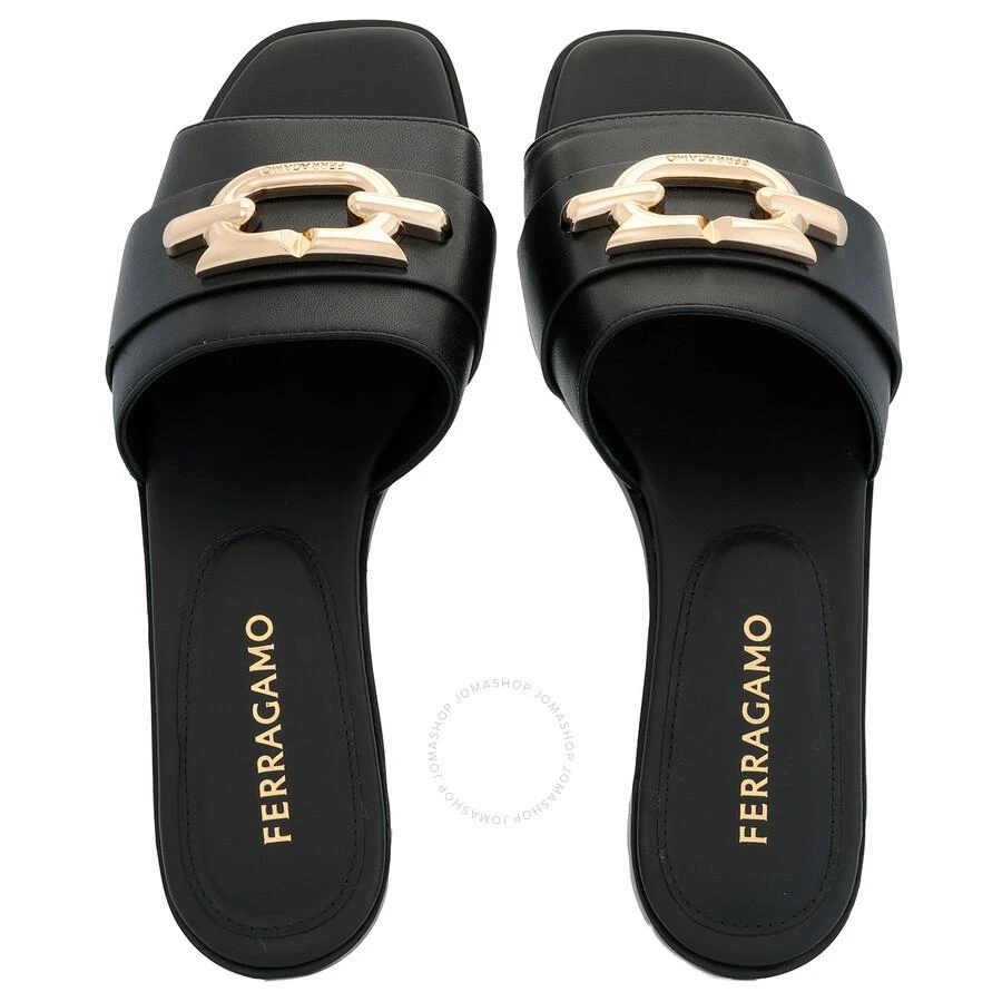 Salvatore Ferragamo Black Leather Bejeweled Gancini Slides 3